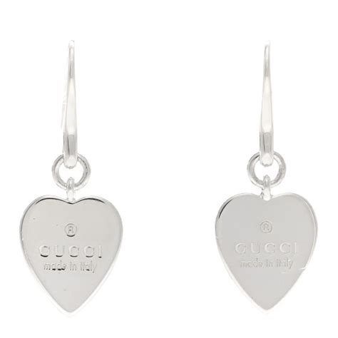 gucci silver heart drop earrings|gucci trademark heart earrings.